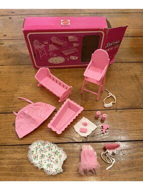 Vintage 1976 BARBIE BABY-SITS Mattel Sunshine Family Doll Sweets + Bonus Cradle